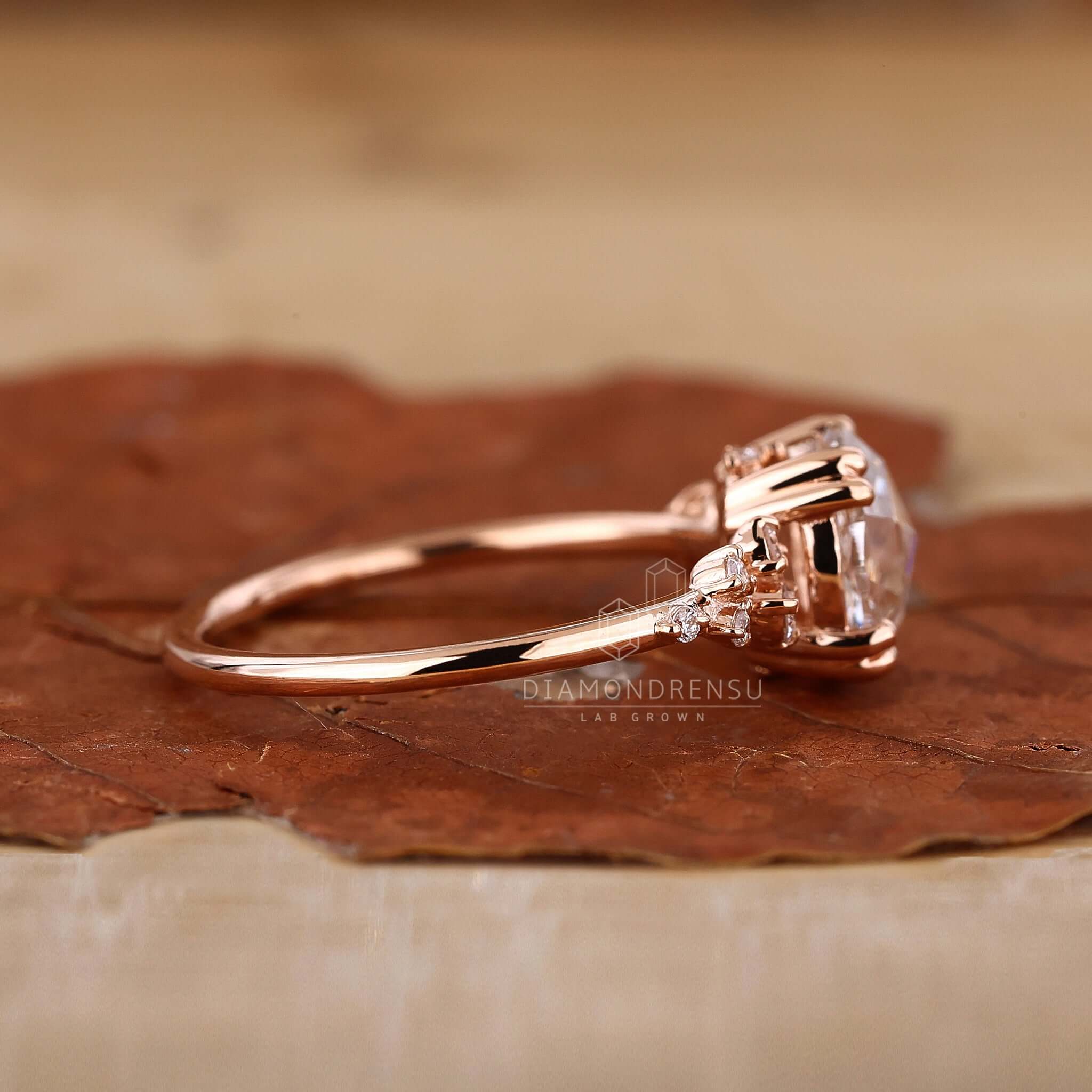 Romantic Round Rose Cut Diamond Ring - True Love