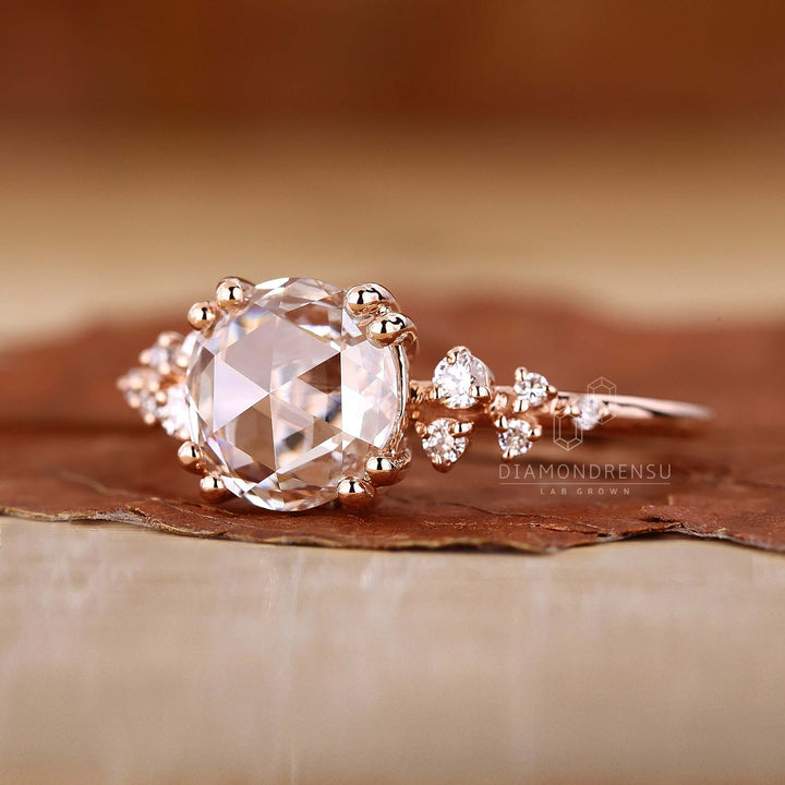 Romantic Round Rose Cut Diamond Ring - True Love