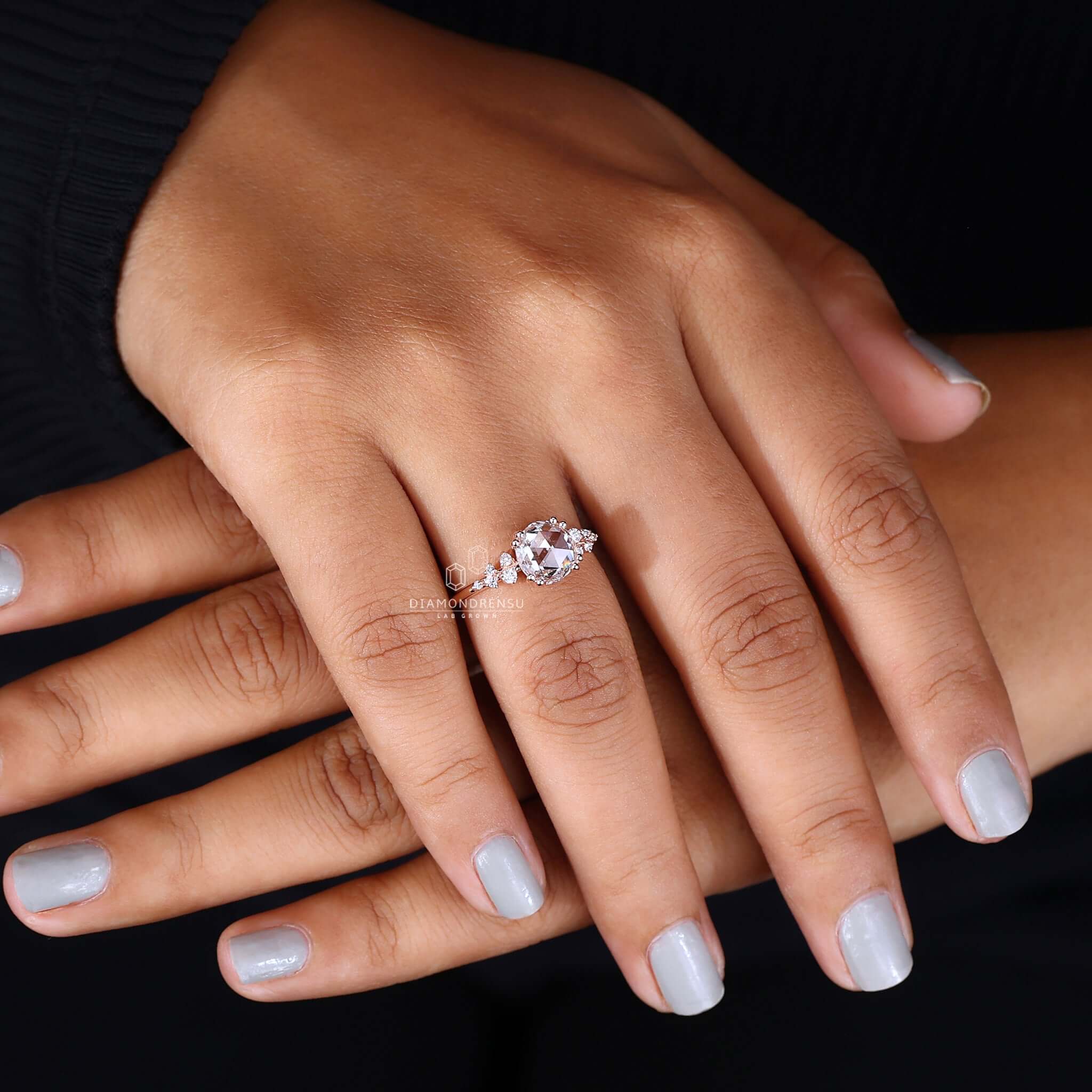 Romantic Round Rose Cut Diamond Ring - True Love