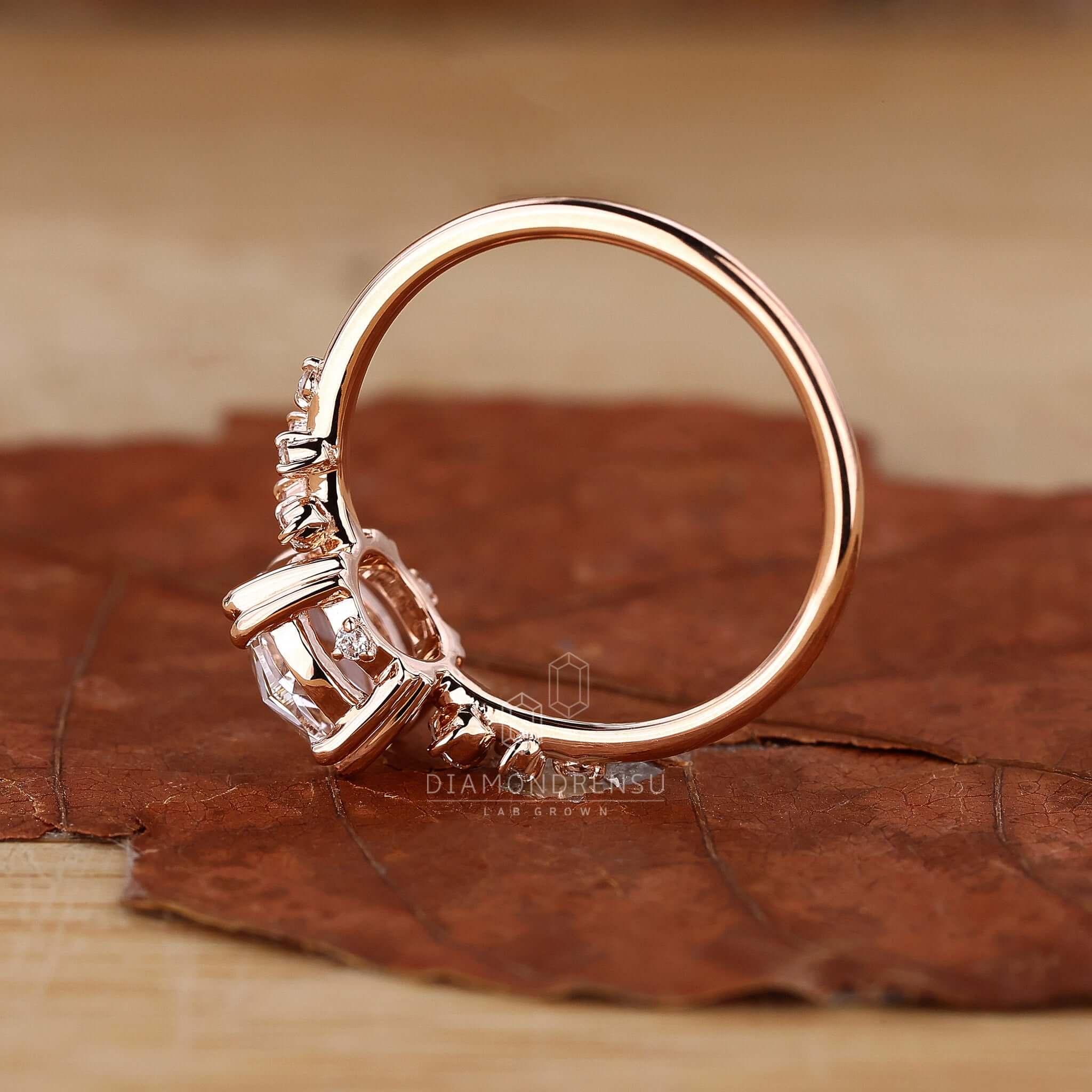 Romantic Round Rose Cut Diamond Ring - True Love