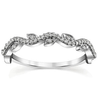 Round Moissanite Leaf Design Stackable Band