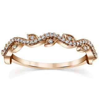 Round Moissanite Leaf Design Stackable Band