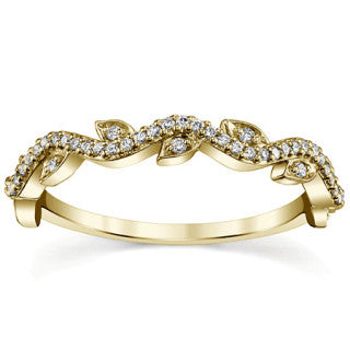 Round Moissanite Leaf Design Stackable Band