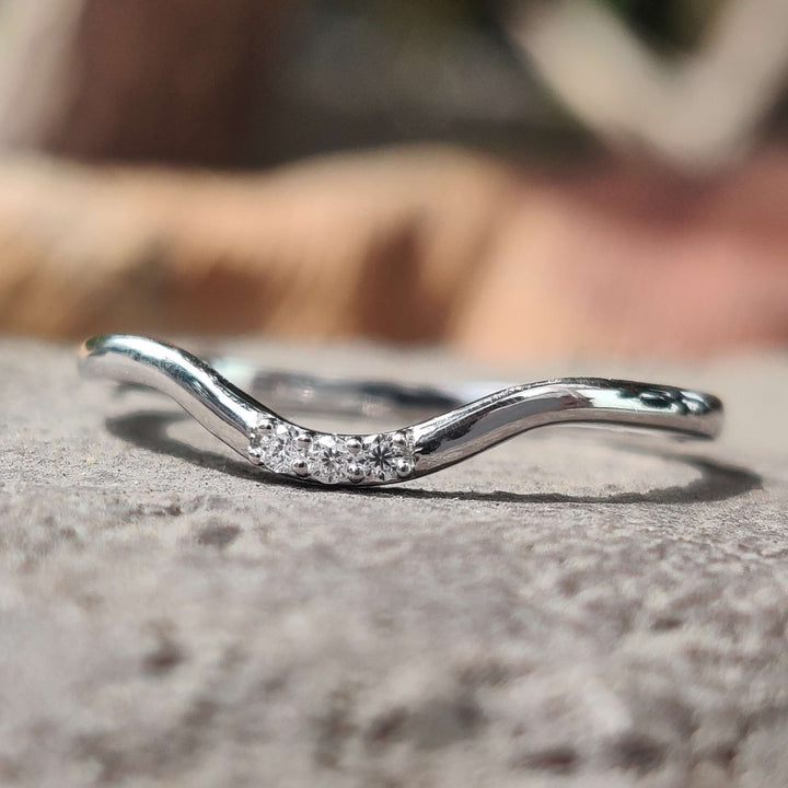 Dainty Curved Delicate Classic Moissanite Wedding Band