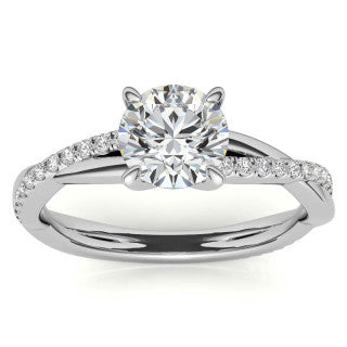 Twisted 4-Prong Round Brilliant Moissanite Engagement Ring