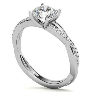 Twisted 4-Prong Round Brilliant Moissanite Engagement Ring