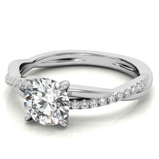 Twisted 4-Prong Round Brilliant Moissanite Engagement Ring