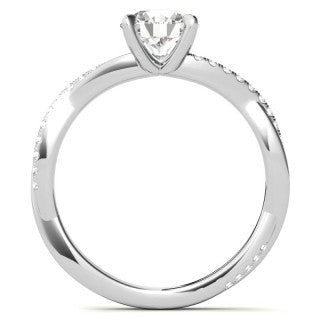 Twisted 4-Prong Round Brilliant Moissanite Engagement Ring