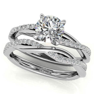 Twisted 4-Prong Round Brilliant Moissanite Engagement Ring