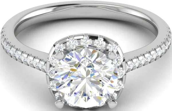 Diamond Collar Pear Moissanite Engagement Ring