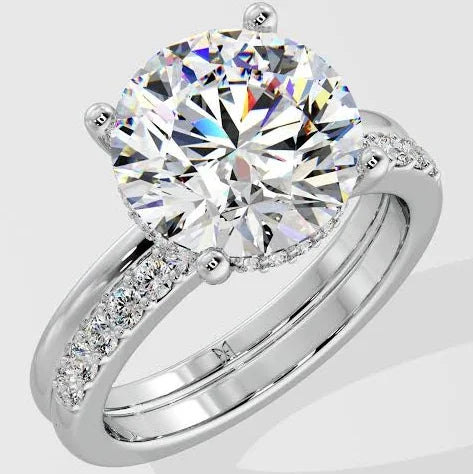 Round Brilliant Hidden Halo Moissanite Engagement Ring