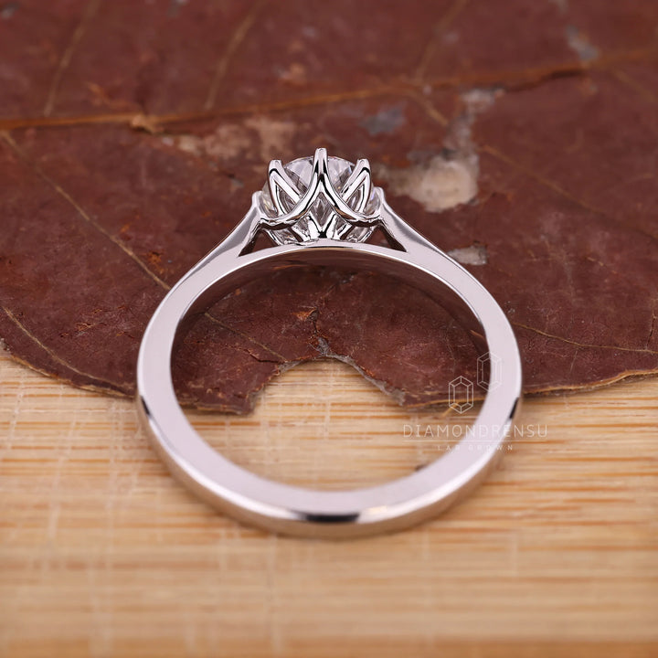 Portuguese Cut Diamond Engagement Ring with Tapered Shank Band