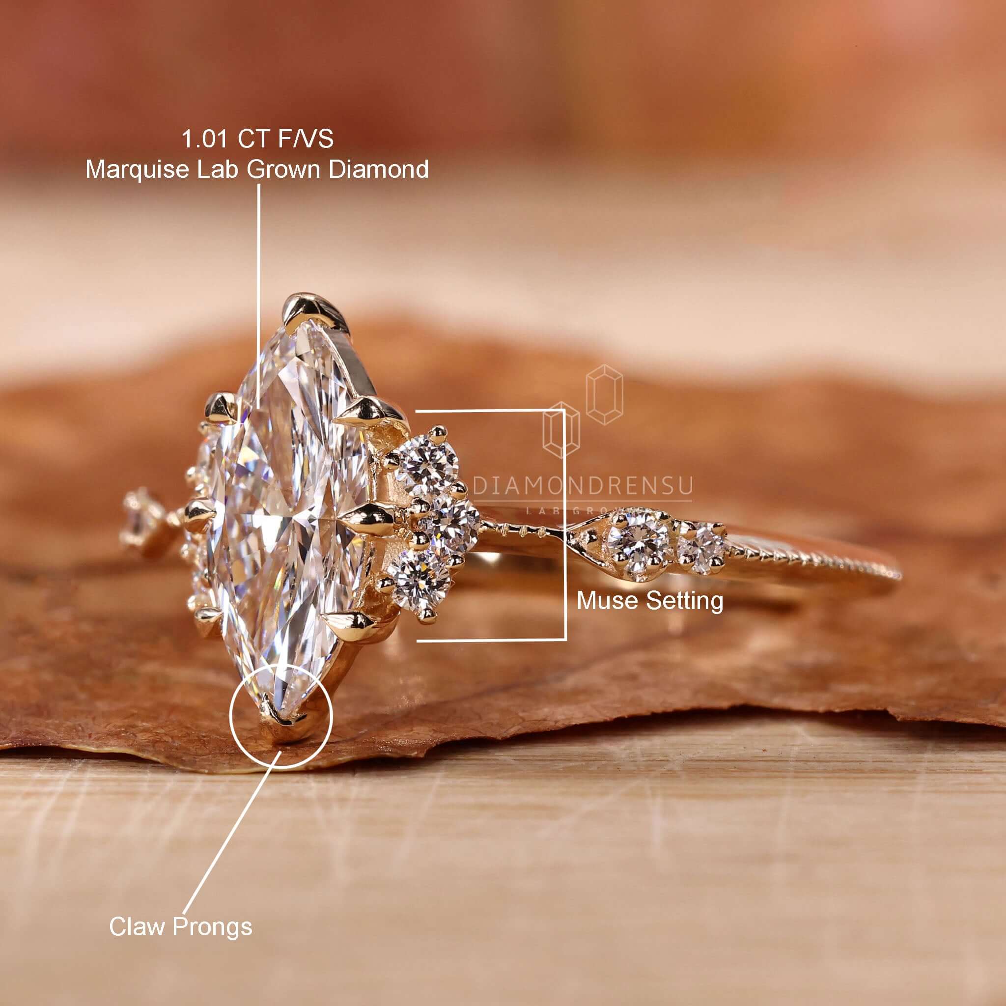 Vintage Engagement Ring with Marquise Cut Diamond Beauty