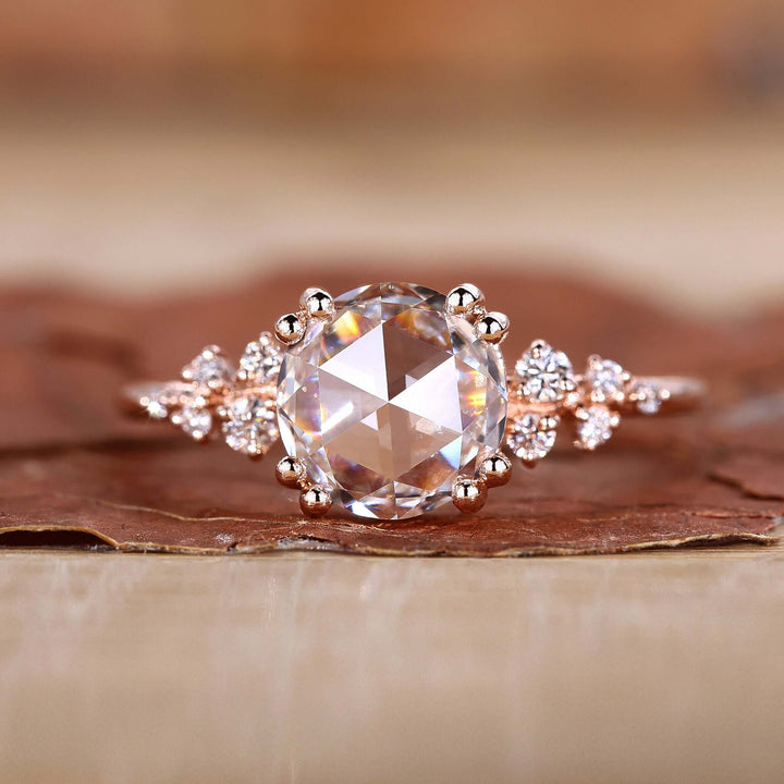 Romantic Round Rose Cut Diamond Ring - True Love