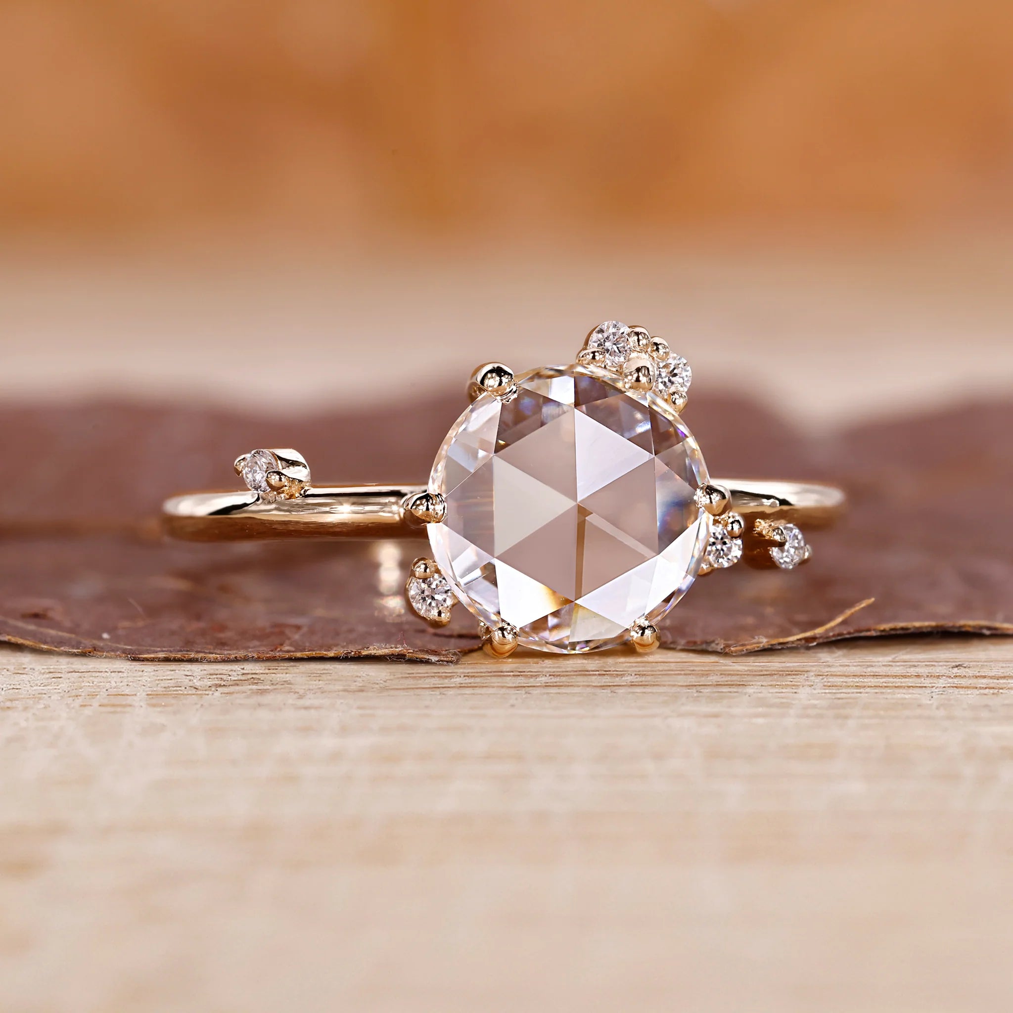 Round Rose Cut Cluster Ring