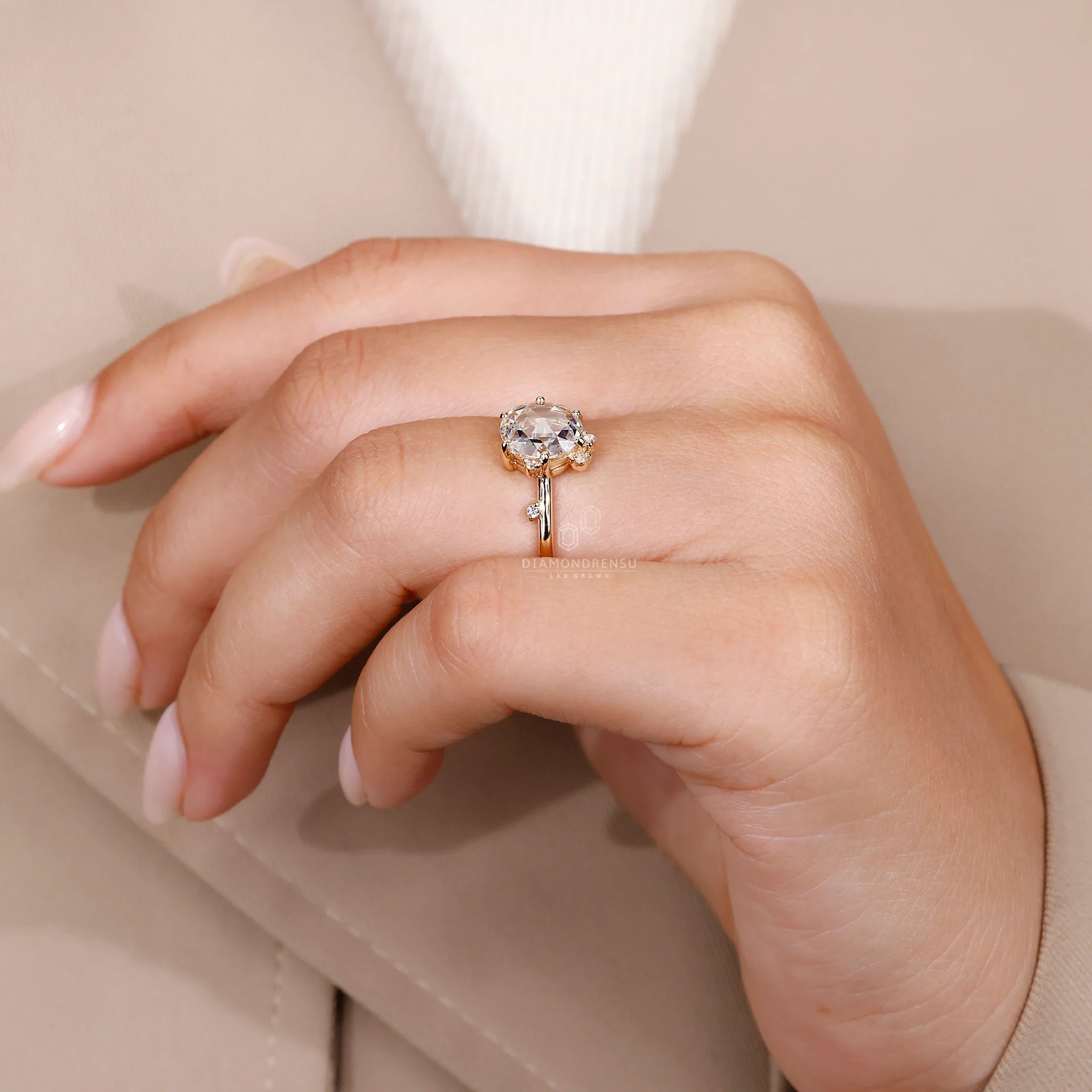 Round Rose Cut Cluster Ring