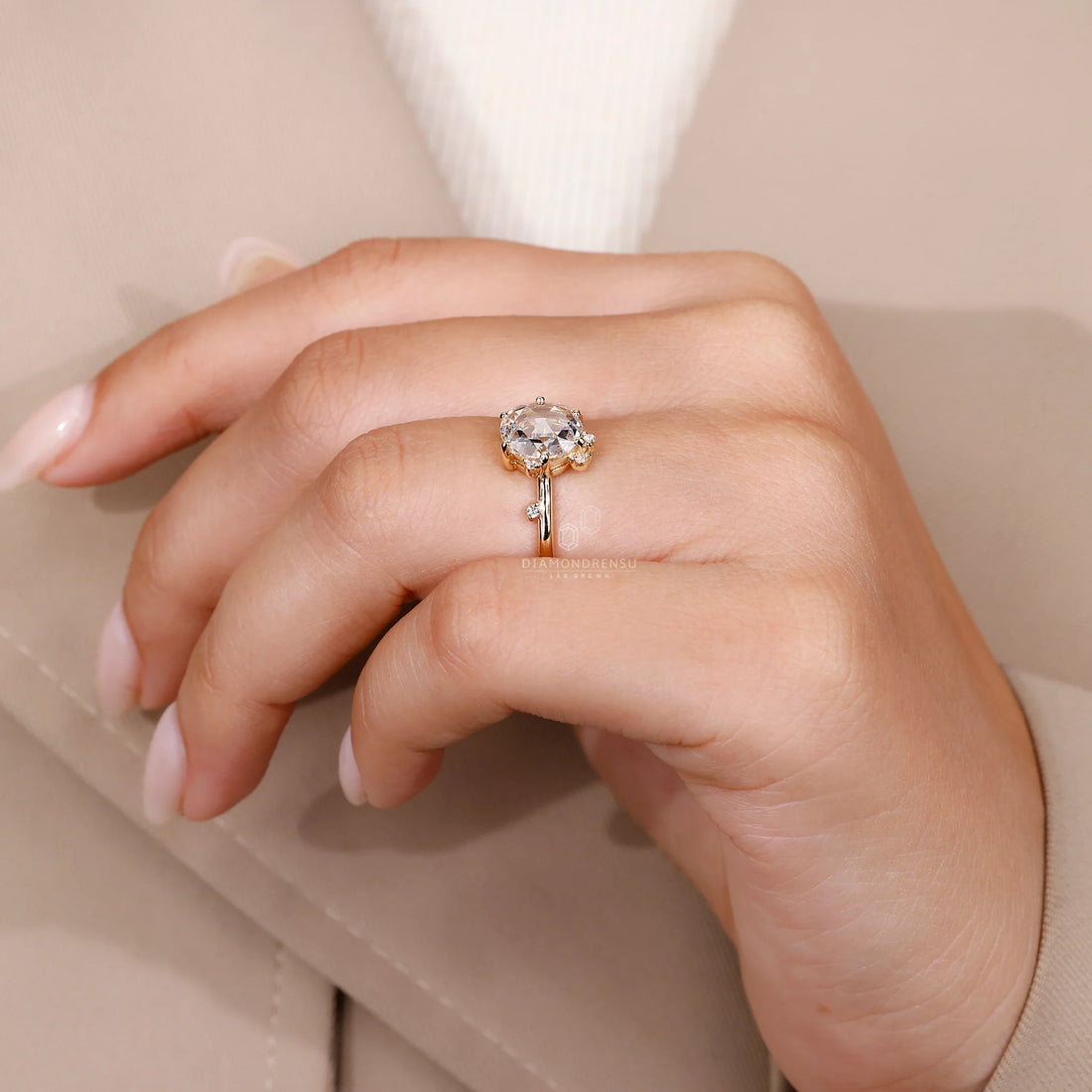 Round Rose Cut Cluster Ring