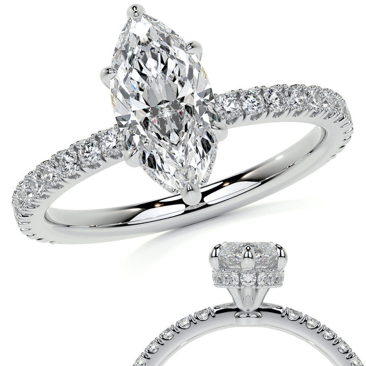 Marquise Hidden Halo Moissanite Engagement Ring