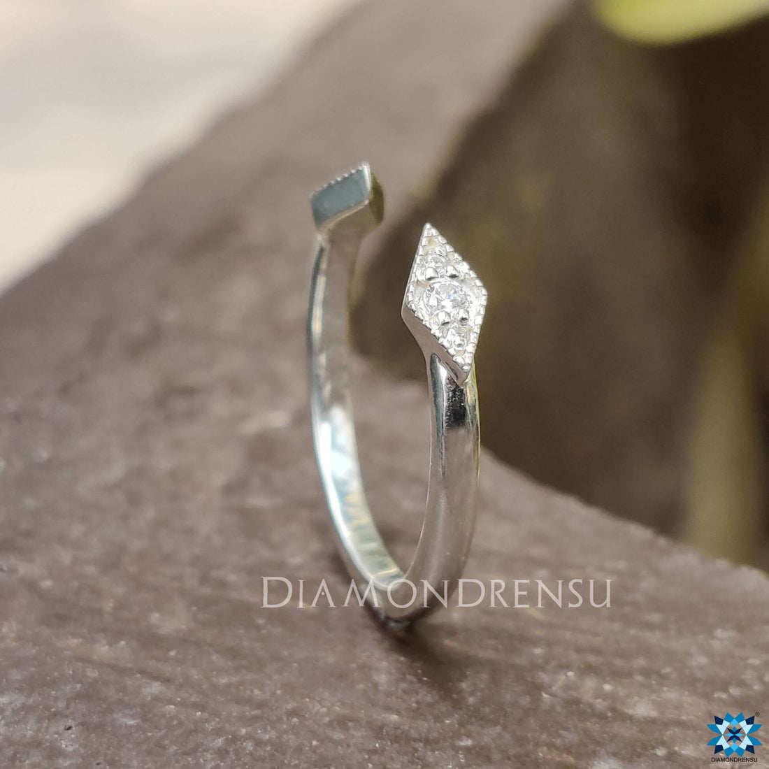 CT Round Rose Cut with Open Gap Wedding Band Classic Split Shank Bridal Set