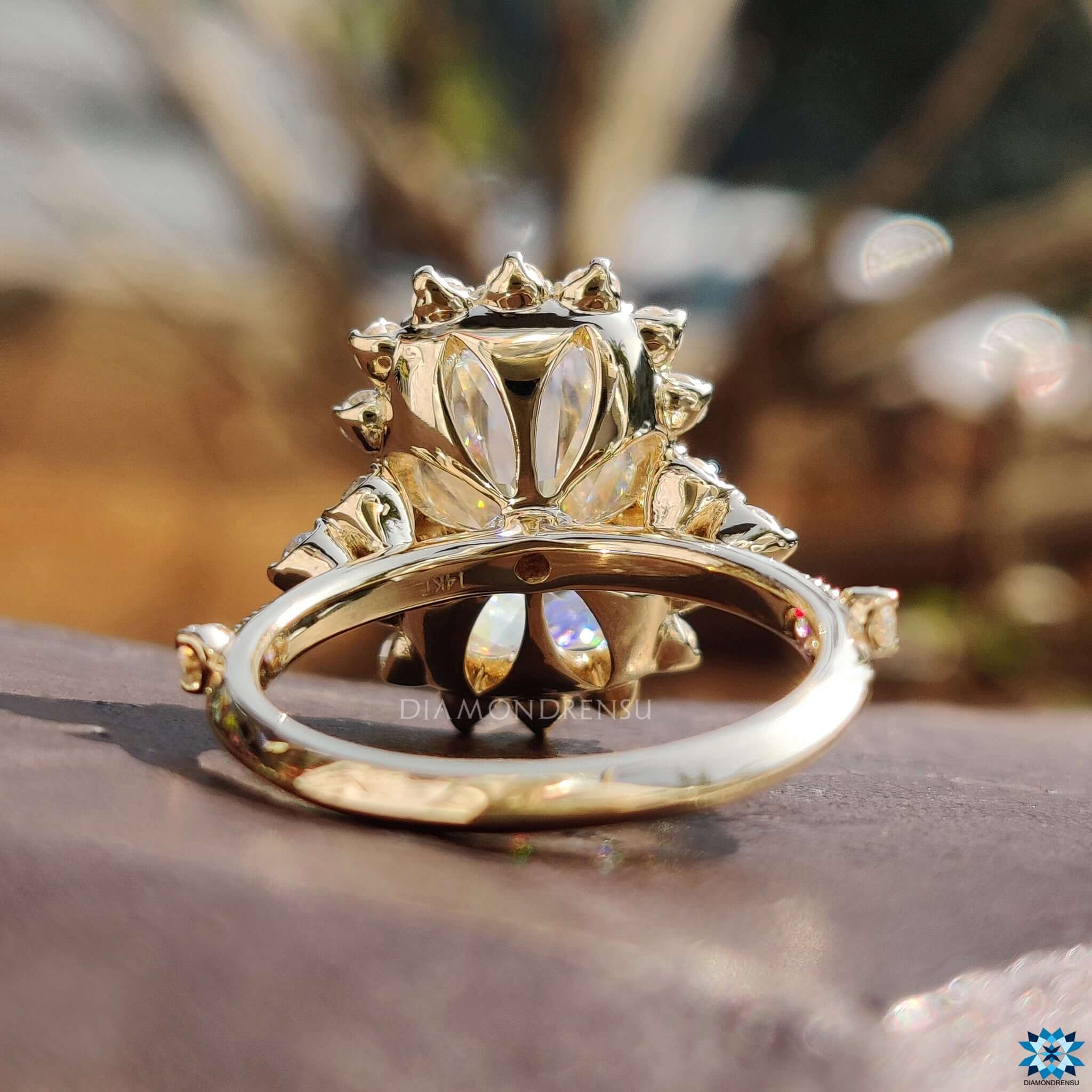 Vintage Engagement Ring, 5.19 TW Cushion Rensu Cut Halo Engagement Ring