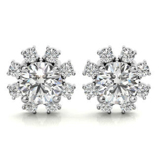 Round Cluster Style Moissanite Stud rings