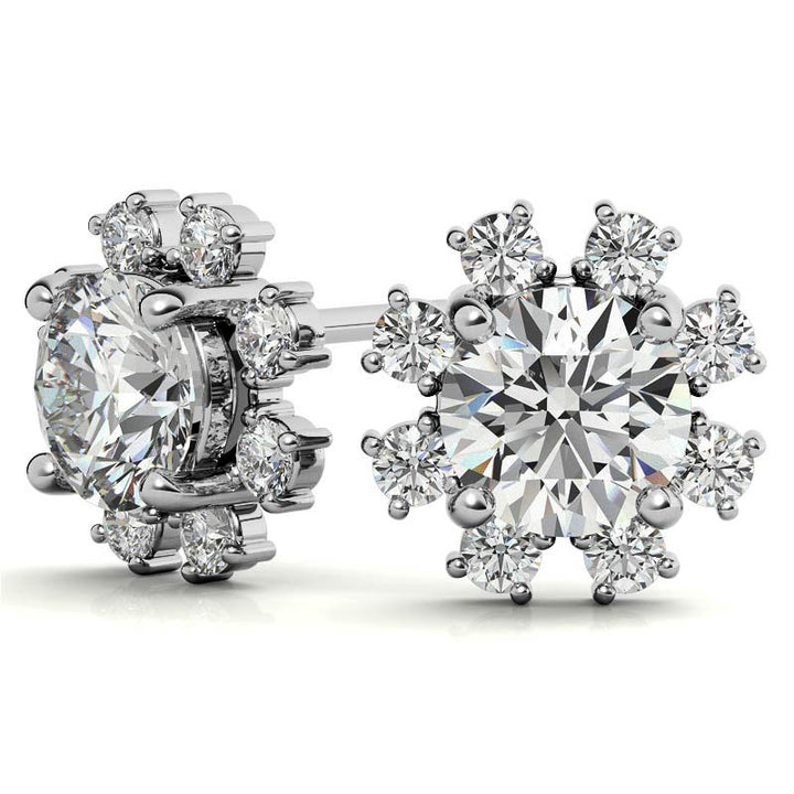 Round Cluster Style Moissanite Stud rings
