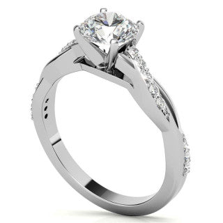 Round Brilliant Moissanite Twisted Engagement Ring Setting
