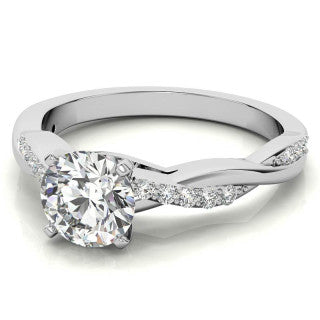 Round Brilliant Moissanite Twisted Engagement Ring Setting