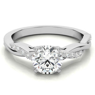 Round Brilliant Moissanite Twisted Engagement Ring Setting