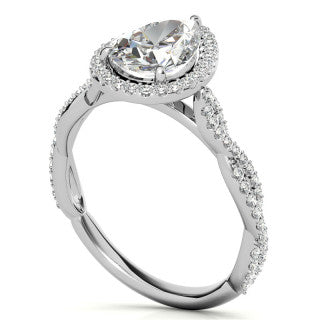 Pear Twisted Cathedral Halo Engagement Ring