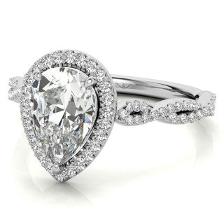 Pear Twisted Cathedral Halo Engagement Ring