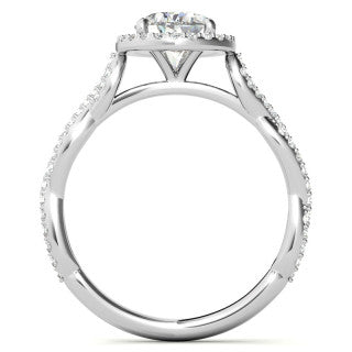 Pear Twisted Cathedral Halo Engagement Ring