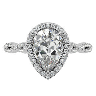 Pear Twisted Cathedral Halo Engagement Ring