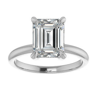 Emerald / Radiant Moissanite Solitaire Ring