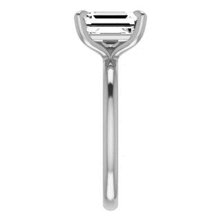 Emerald / Radiant Moissanite Solitaire Ring