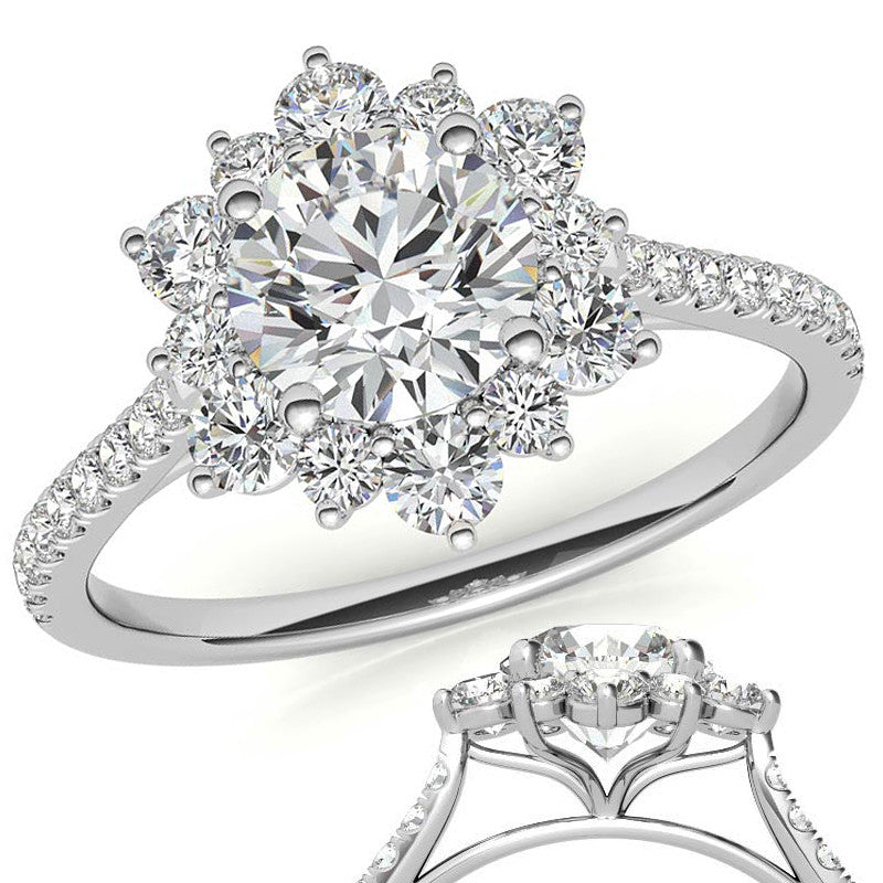 Round Brilliant Moissanite Snowflake Halo Engagement Ring