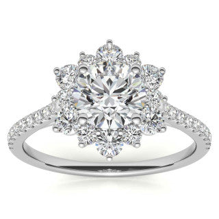 Round Brilliant Moissanite Snowflake Halo Engagement Ring