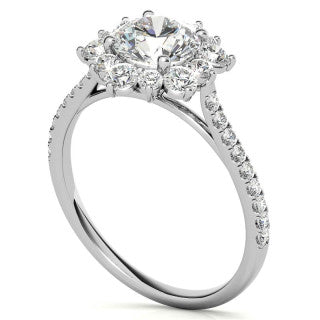 Round Brilliant Moissanite Snowflake Halo Engagement Ring