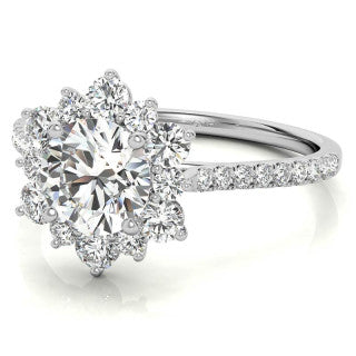 Round Brilliant Moissanite Snowflake Halo Engagement Ring