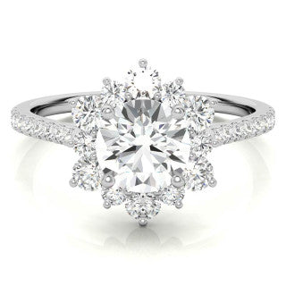 Round Brilliant Moissanite Snowflake Halo Engagement Ring