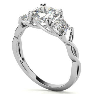Cushion Three-Stone Moissanite Twisted Infinity Engagement Ring