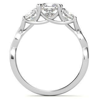 Cushion Three-Stone Moissanite Twisted Infinity Engagement Ring