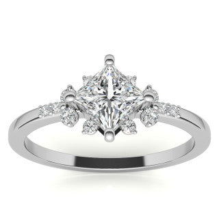 Kite Set Petite Cluster Style Princess Cut Moissanite Ring