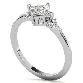 Kite Set Petite Cluster Style Princess Cut Moissanite Ring