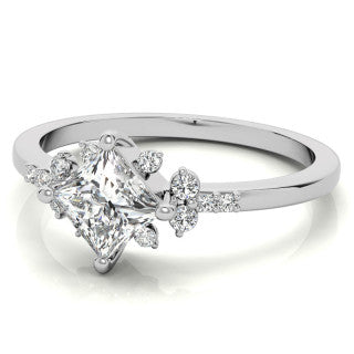 Kite Set Petite Cluster Style Princess Cut Moissanite Ring