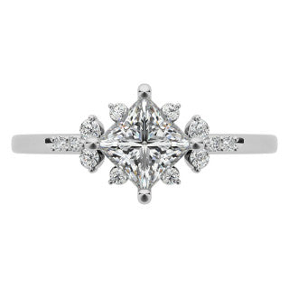 Kite Set Petite Cluster Style Princess Cut Moissanite Ring