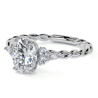 Twisted Trellis Oval Moissanite Engagement Ring