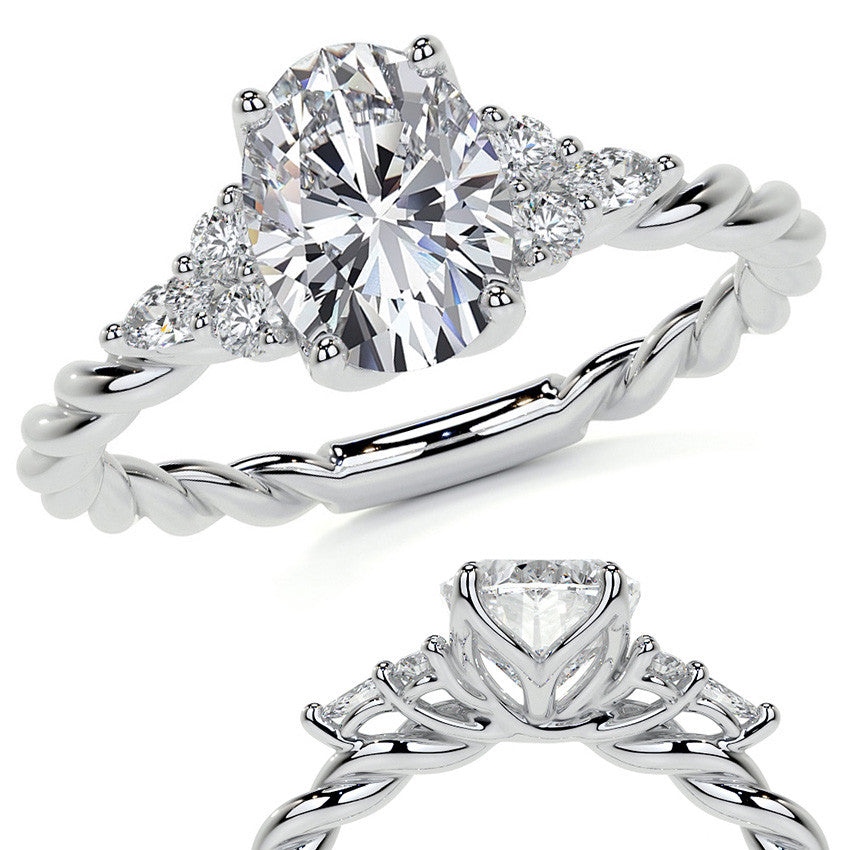 Twisted Trellis Oval Moissanite Engagement Ring
