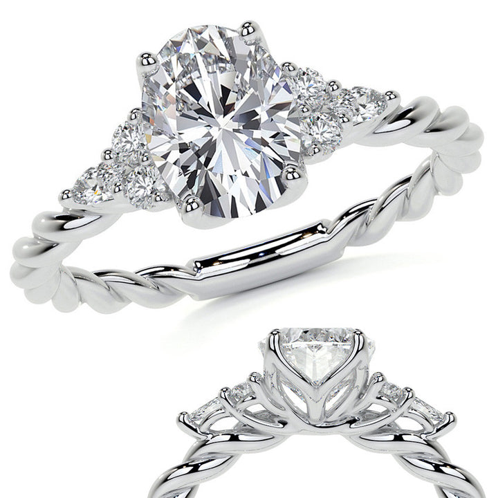 Twisted Trellis Oval Moissanite Engagement Ring