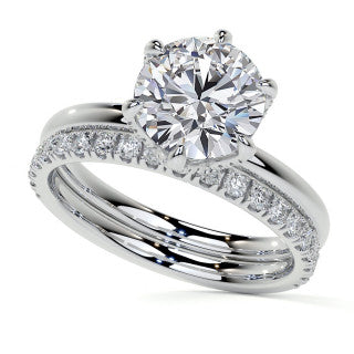 1.5ct Round Accented Tulip Moissanite Engagement Ring